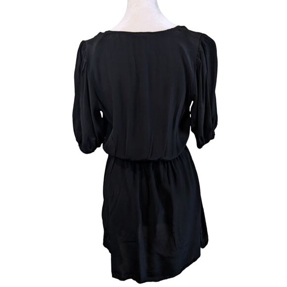 A New Day Black Balloon Sleeve Faux Wrap Mini Dress X-Small - Picture 7 of 8
